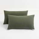 Stretch Pillow Cases King - Jersey Knit & Envelope Closure Pillowcases with Ultra Soft T-Shirt Like Polyester Blend - King Size Set of 2, Dark Olive