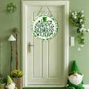 St. Patrick's Day Wreath 12 Inch Clover Porch Wreaths Happy Saint Patrick Wreaths Decor Hanging Sign Reversible Wooden Front Door Wreath for Holiday Home Door Wall Decorations Indoors Outdoors 1 Pcs