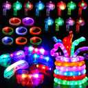 32Pcs Glow in the Dark Party Supplies,Light up Party Favors for Kid Adult Birthday Halloween Party with Glow Sticks Light Up Pop Tubes Flashing Glasses Bracelet Glow Whistles,Led Toys for Boys Girls