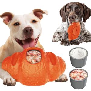 Interactive Dog Toys for Aggressive Chewers, Indestructible Dog Toy to Keep Them Busy, Durable Dog Chew Toys for Large & Medium Breeds, Frozen Enrichment Treat Holder for Anxiety Relief (orange)