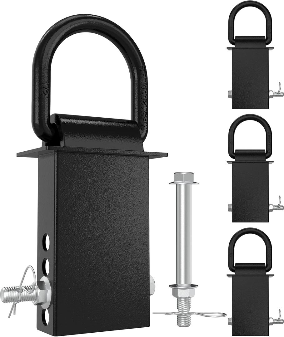 RETRUE 4PCS 18000lbs Trailer Stake Pocket D Ring with Security Bolt Nut, Heavy Duty Removable Stake Pocket D Rings Tie Down Anchor for Flated Trucks and Trailers, Utility Trailer Accessories, Black