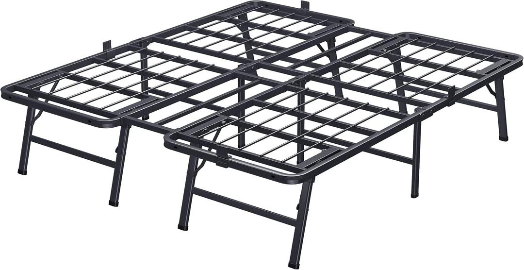 VIPSHOW 18 Inch Queen Metal Bed Frame Folding Bed Frame Tool-Free Assembly Mattress Foundation No Box Spring Needed Platform 2500lbs Heavy Duty Steel Slats, Noise-Free, Easy Assembly, Black