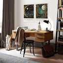 William Morris Canvas Wall Art Set of 2, Vintage Moon & Stars Posters Prints Painting Art, Framed Botanical Art Wall Decor for Bedroom Kitchen Living Room Office 12x16 Inch