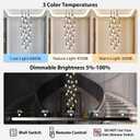 Raindrop Crystal Chandelier High Ceiling: 20 Light Dimmable LED With Remote, 
23.6"L x 23.6"W x 157"H