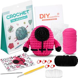 Wacipek Amigurumi Crochet Kit for Beginners | Complete DIY Starter Set with Easy Yarn, Lightweight Hooks, Step-by-Step Video & Pattern | Learn to Make Cute Character Toys | Ideal for Kids & Adults