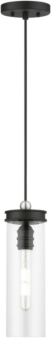 Livex Lighting, 41236-04, Devoe, Mini Pendant, Black with Brushed Nickel Accent