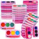 24 Pack Valentines Watercolor Paint Set Gifts Mini Washable Watercolor Paint with Paintbrush Water Color Kit Valentines Gift for Exchange Prizes Art Party Favors Supplies