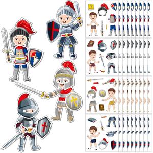 Tenceur 192 Pcs Armor of God Stickers Craft Kit for Kids Religious Bible Medieval Stickers Armor of God Decoration for Toddler Sunday School Christian Art Classroom DIY Bulletin Board Party Activities