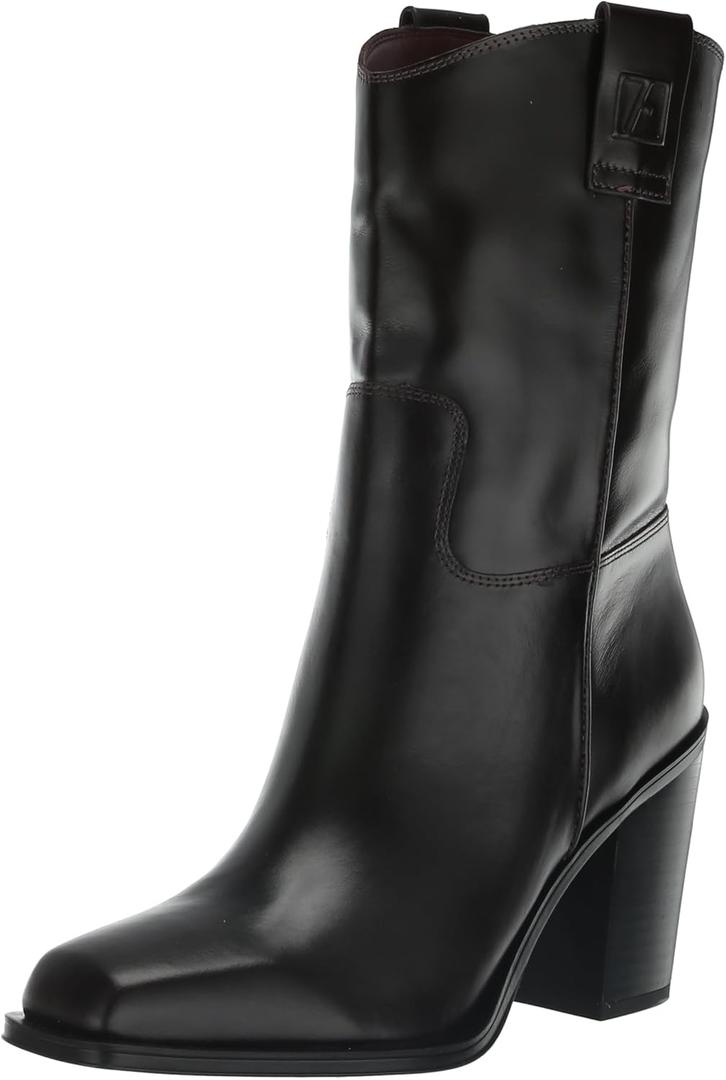 Franco Sarto womens Valor Square Toe Mid Calf Heeled BootsMid Calf Boot (10, Hickory Brown Leather)