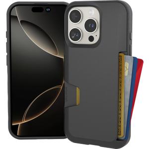 Smartish iPhone 16 Pro Wallet Case - Wallet Slayer Vol. 1 [Slim + Protective] Credit Card Holder - Drop Tested Hidden Flip Card Slot Cover Compatible with Apple iPhone 16 Pro - Black Tie Affair
