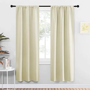 NICETOWN Blackout Curtains for Living Curtains, Window Treatment Thermal Insulated Solid Room Darkening Drape Panels for Girls Room (Beige, Set of 2, 34 inches Width by 72 inches Length)