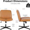 OLIXIS Criss Cross Legged Chairs Armless No Wheels Wide Seat Height Adjustable Swivel Padded PU Leather Home Office Desk Seating for Bedroom, Student, Study Room