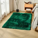 Emerald Green Faux Fur Rug, Fluffy Shag Rectangular Sheepskin Rug for Bedroom Nursery Living Room Washable, 57x37 inch