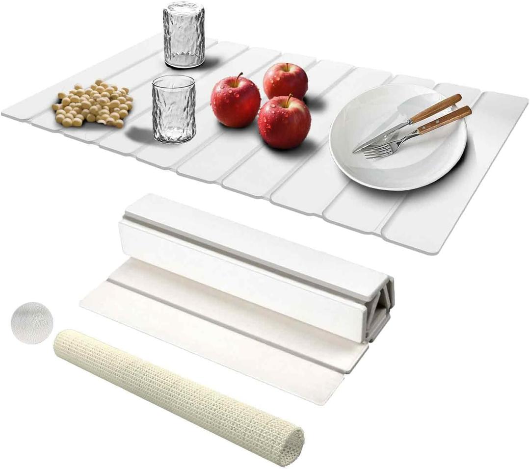 Dish Drying Mat Stone Bath Mat Diatomaceous Earth Stone Drying Mat For Kitchen Counter Sink Bath Mat Quick Dry Non Slip Foldable Dish Drying Rack Mat Large(24"16" White)