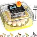 Incubator for Hatching Eggs, 12 Eggs Incubator with Automatic Egg Turning, Temperature & Humidity Control, LED Egg Candler, Incubation Days Display, for Chicken, Duck, Quail, Parrot Bird Eggs (Yellow)
