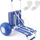 Sekey Beach Wagon with 12" Big Wheels for Sand, Heavy Duty Collapsible Beach Cart with Balloon Tires, Foldable Utility Sand Wagon for Outdoor Camping, Fishing & Groceries. Blue