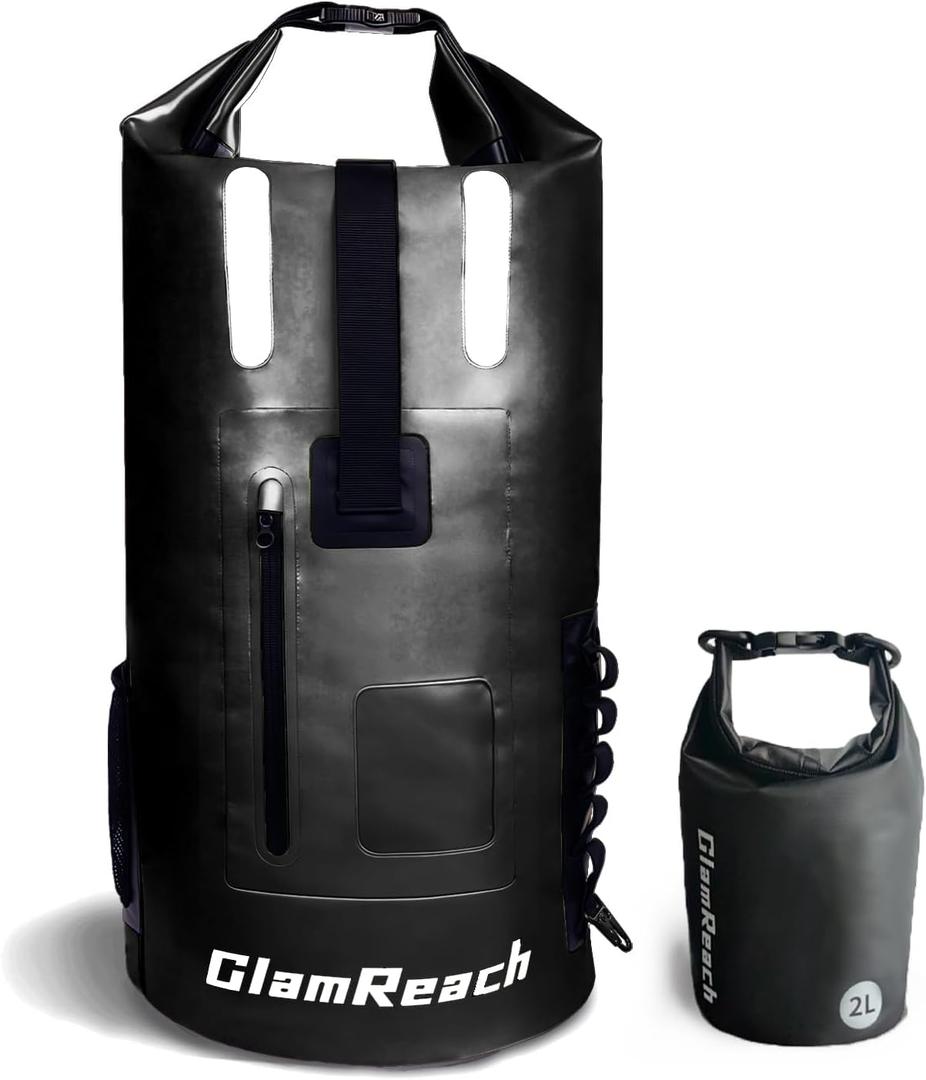 80L Dry Bag for Men - Heavy Duty Waterproof Backpack, Large Roll Top Rip-Resistant Rucksack for Kayaking, Camping, Boating, Hiking, Fishing & Travel with 2L dry bag