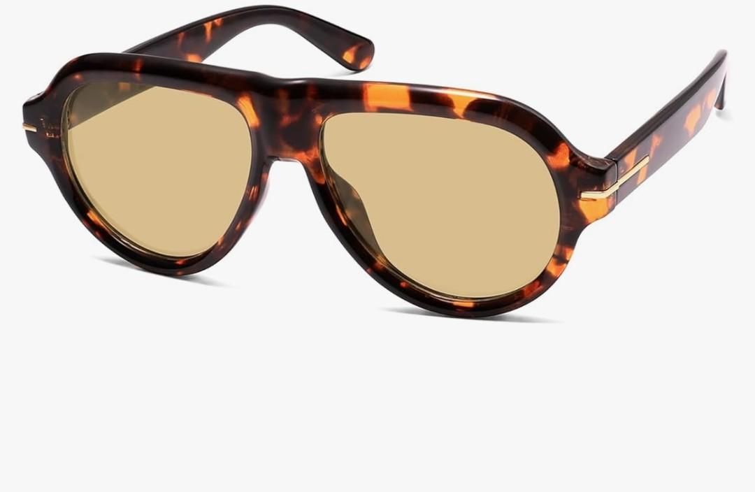 HERJOUR Polarized Aviator Sunglasses for Women Men,Retro 90s Square Shades UV400 AR82373