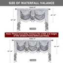 Loom and Mill Luxury Jacquard Waterfall Valance for Living Room Bedroom, Elegant European Floral Swag Window Valances with Tassels, Blue Grey Swag Curtains for Banquet Holiday Decor(W79Inch,1 Panel)