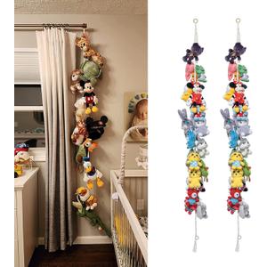 80" Cotton Hanging Storage Chain For Stuffed Animals Storage with 20 Metal Clips Stuffed Animal Display Holder Chain for Wall or Corner Nursery Play Room