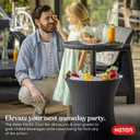 Keter Pacific Cool Bar Outdoor Patio Furniture and Hot Tub Side Table with 7.5 Gallon Beer and Wine Cooler, Dark Grey, Graphite