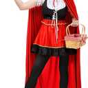 Women's Riding Hood Costume Christmas Halloween Party Dress with Red Cloak Cape Adult Cosplay Costumes for Women (XX-Large)