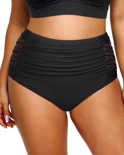 Daci Women Swim Bottoms High Waisted Bikini Bottoms Strappy Full Coverage Plus Size Bathing Suit Bottoms, 16W