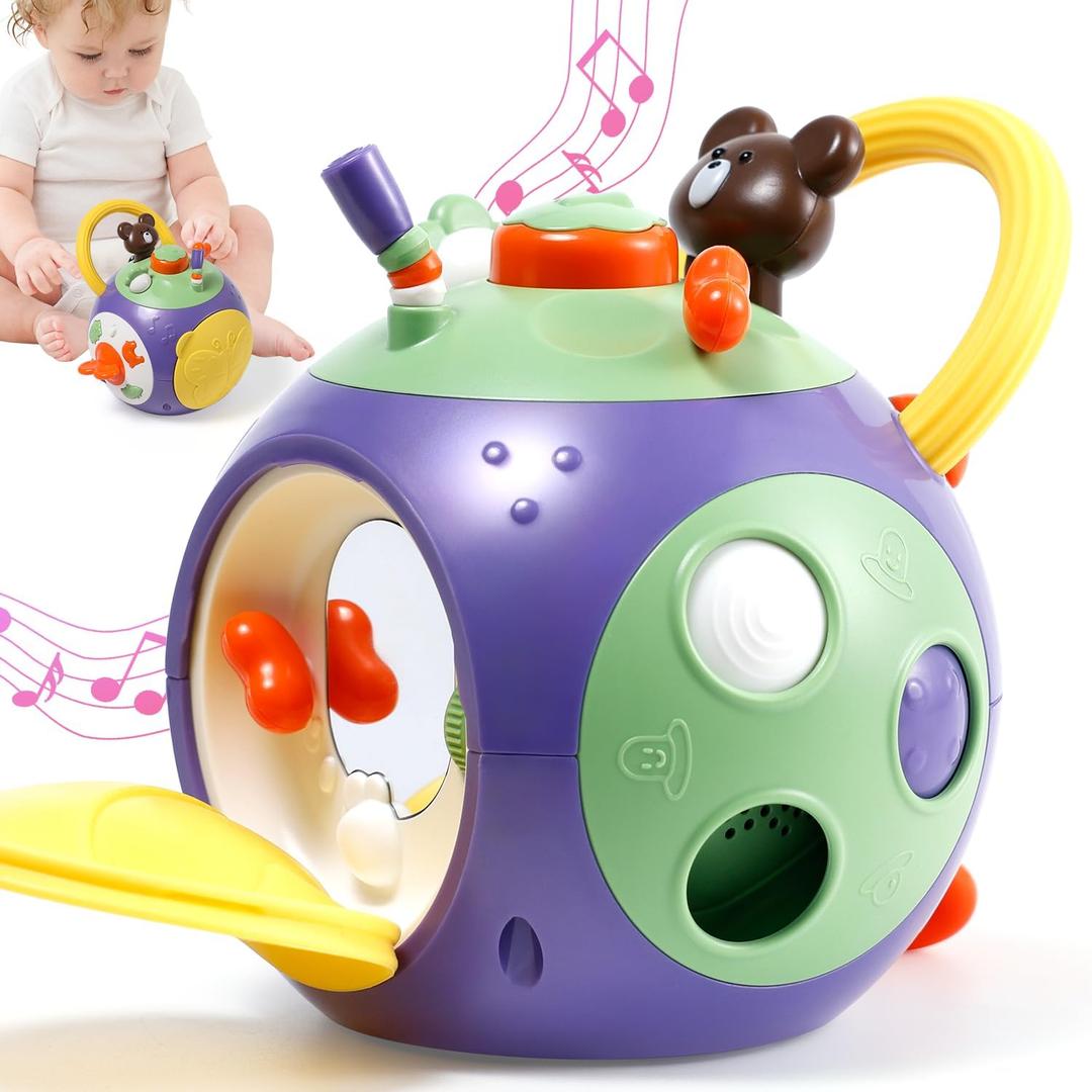 Baby Busy Learners Activity Cube Montessori Toddler Toys for 1-3 Year Old,17-in-1 Travel Activities Educational Learning Baby Toys for 6 12 18 Month Boys Girls Christmas Brithday Gifts (Purple)