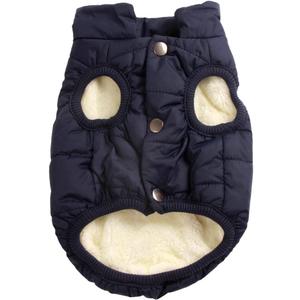 2 Layers Fleece Lined Warm Dog Jacket for Puppy Winter Cold Weather,Soft Windproof Small Dog Coat,Blue XS