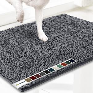 Muddy Mat Shown on TV  Super Absorbent Microfiber Dog Door Mat for Muddy Paws, Non-Slip Washable Pet Rug, Quick Dry Chenille Entryway Carpet, Machine Washable Indoor Outdoor mat, Grey 35"x24"