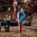 Chicken Poop Scooper, Large Metal Chicken Coop Scoop for Stand with Adjustable Stainless Steel Long Handle, Litter Sifting Shovel for Chicken Coop and Pet Waste Cleaning