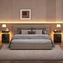 Nightstands Set 2, 15 Inches LED Night Stand Set of 2, Modern Bedside Table with LED Lights, High Gloss Surface, End Table with Storage for Bedroom, Black