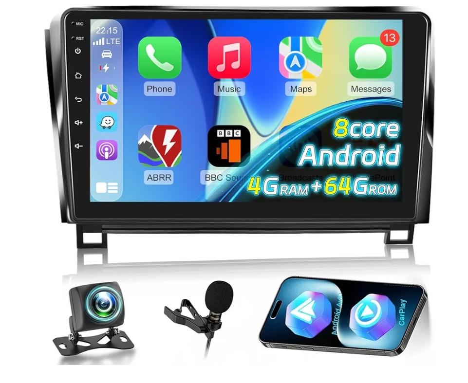 [8 Core 4+64G] Car Radio for Toyota Tundra 2007-2013 and Toyota Sequoia 2008-2018 - 10.1 Inch IPS 1280 * 720 Touchscreen - Wireless Carplay and Android Auto - DSP 32EQ / GPS + AHD Backup