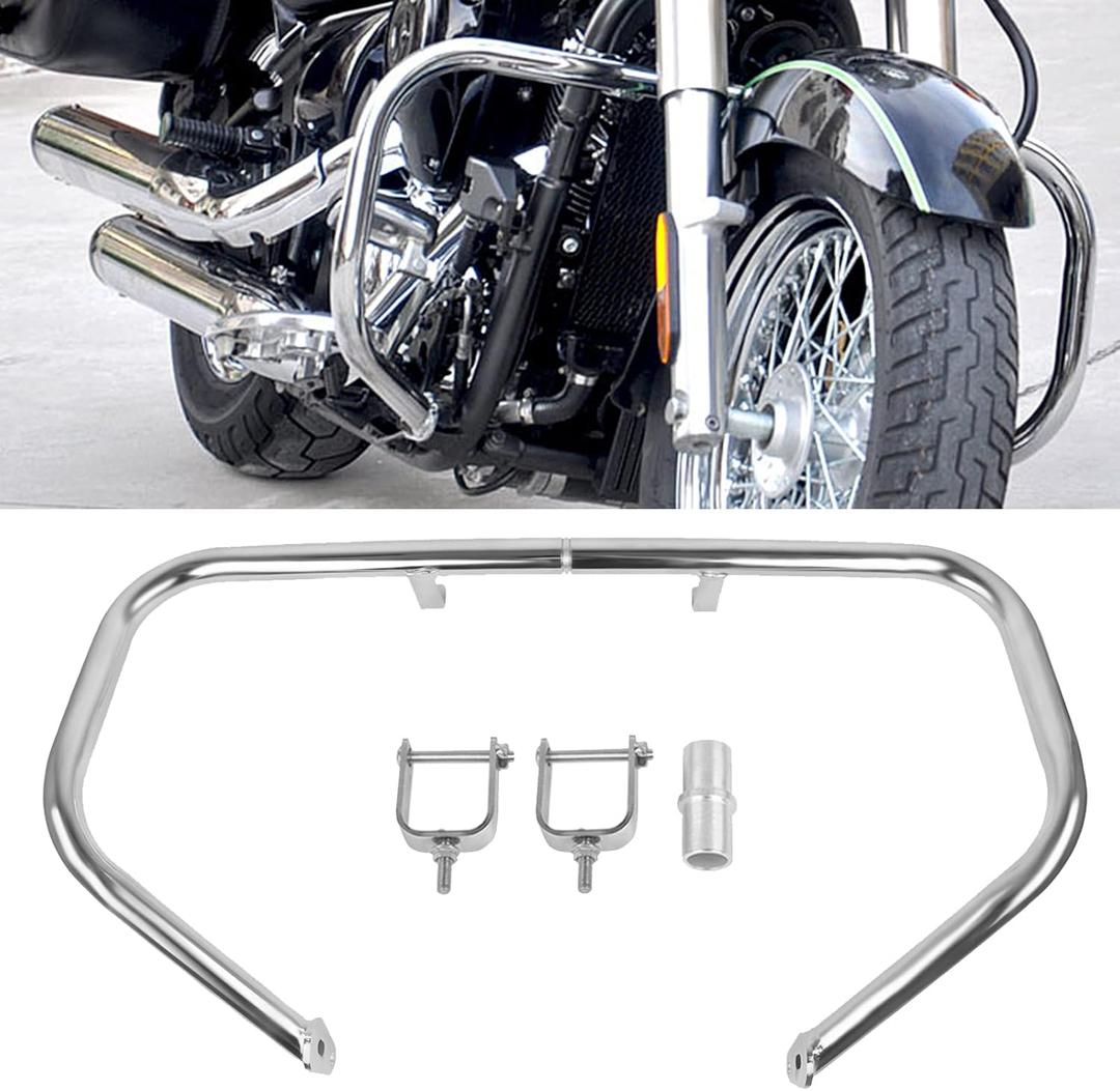 Worldmotop Highway Crash Bar Engine Guard Compatible with Kawasaki Vulcan VN900 Classic 2006-2023 & VN 900 Classic LT 2006-2022 (Chrome)