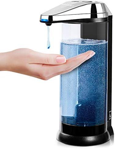 Secura 17oz Automatic Liquid Soap Dispenser, Touchless Battery Operated Hand Soap Dispenser with Adjustable Soap Dispensing Volume Control Dial, Personal Care Dispenser for Household Use (Chrome)