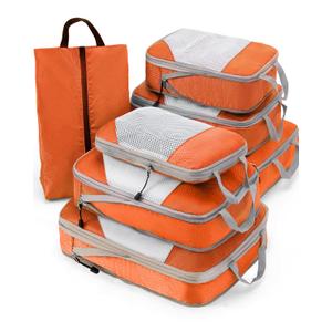 Meowoo 7 Set Compression Packing Cubes for Travel, Durable Ripstop Mesh Suitcase Organizer with Shoe Bag, Ultralight & Expandable Space Saver Travel Cubes