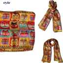 Silk Scarves Women's%100 Mulberry Silk Scarves Pure Silk Long Cat Printed Scarf Head Scarf Headbands Scarves Art Print (Yellow)