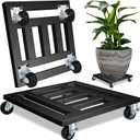 Heavy Duty Plant Caddy with Wheels, 16'' Metal Rolling Plant Stand Indoor Outdoor, 2 pcs Square Plant Dolly with Lockable Caster Wheels Holds up 400 Lbs Planter (Black)