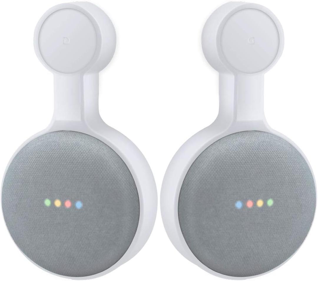 Outlet Wall Mount Holder for Google Home Mini (1st & 2nd Generation), A Space-Saving Accessories for Google Nest Mini Speaker (White, Pack of 2)