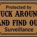 Indoor Floor Mats for Home Entrance, Funny Doormats for Front Door Protected by Fuck Around and Find Out Surveillance Rubber Backing Protect The Floor 30X18 Inch