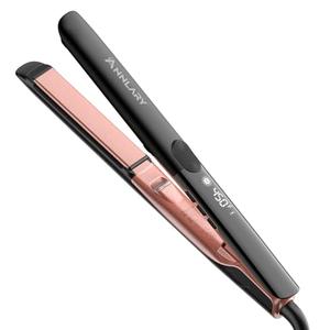 Annlary Hair Straightener 1 Inch Flat Iron and Curler 2 in 1 Titanium Ceramic Ionic Dual Voltage Straightener with Heat-Resistant Silicone, for Less Frizz, Shinier & Smoother