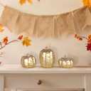 winemana 3 Pack Gold Pumpkins Thanksgiving Decorations- Fall Decor for Home, Table, Fireplace Mantel, Office, Elegant Decorative Pumpkin Autumn Indoor Decor
