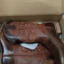 Palitutu Cowboy Boots For Men Full Cowhide Leather Western Square Toe Mid-Calf Mid-Calf Pull on Classic Embroidered Boot, Size 8.5D