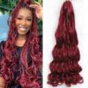 French Curl Braiding Hair 24Inch 8Packs French Curl Crochet Braids Short Curly Crochet Hair Bouncy Synthetic knotless Braiding Extensions (BUG, 24inch, Packs of 8)