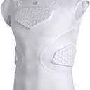 COOLOMG Youth Football Padded Shirt Chest Rib Protector Heart Sternum Shoulder Protection, Medium, White 