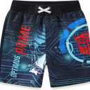 Transformers Optimus Prime Boys UPF 50+ Swim Trunks Shorts Bathing Suit for Big Kids (4, Black)