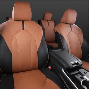 Xipoo Seat Cover Compatible with 2020-2025 Toyota Highlander 7 Seats Car Seat Cover Replacement for 2020-2025 Toyota Highlander Accessories (Fit 2020-2025 W/Second Row Captain Chair, Black+Brown)