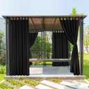 BONZER Outdoor Curtains for Patio Waterproof, Tab Top Weatherproof Outside Curtains for Porch, Pergola, Gazebo, Cabana, Pavilion, 1 Panel, 52x84 Inch, Black (52"W x 84"L (Pack of 1))