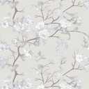 Kitico Vintage Floral Peel and Stick Wallpaper, Neutral Chinoiserie Removable Wallpaper for Bedroom, Living Room, Accent Wall  Self Adhesive, Waterproof, Repositionable Vinyl 17.7"x78" (Gray)