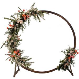 7.5FT Circle Wood Arch for Wedding Ceremony Arbor Backdrop Stand for Garden Wedding Parties